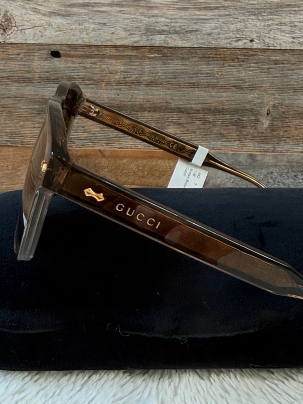 Gucci Brown Square Sunglasses NWT With Black Case - Picture 4 of 12